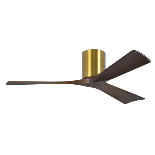 Matthews Fan Company Atlas Irene-3H 52" Brushed Brass Ceiling Fan With Solid Wood Blade In Walnut Tone Finish