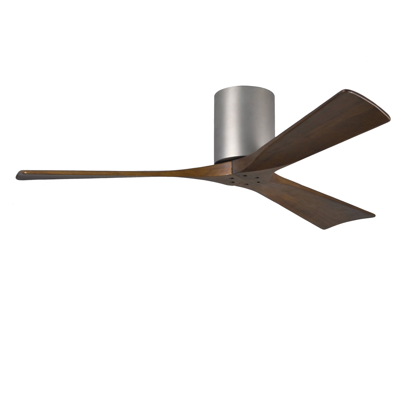 Matthews Fan Company Atlas Irene-3H 52" Brushed Nickel Ceiling Fan With Solid Wood Blade In Walnut Tone Finish