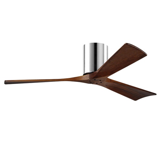 Matthews Fan Company Atlas Irene-3H 52" Polished Chrome Ceiling Fan With Solid Wood Blade In Walnut Tone Finish