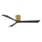 Matthews Fan Company Atlas Irene-3H 60" Brushed Brass Ceiling Fan With Solid Wood Blade In Walnut Tone Finish