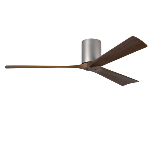 Matthews Fan Company Atlas Irene-3H 60" Brushed Nickel Ceiling Fan With Solid Wood Blade In Walnut Tone Finish