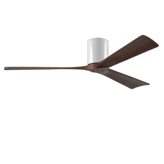 Matthews Fan Company Atlas Irene-3H 60" Gloss White Ceiling Fan With Solid Wood Blade In Walnut Tone Finish