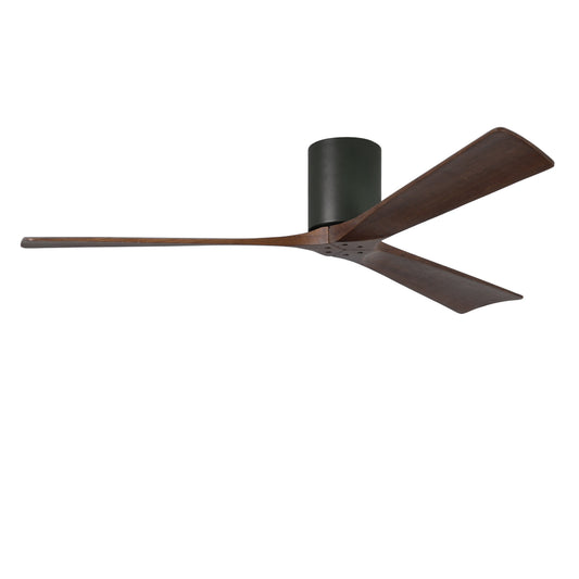 Matthews Fan Company Atlas Irene-3H 60" Matte Black Ceiling Fan With Solid Wood Blade In Walnut Tone Finish