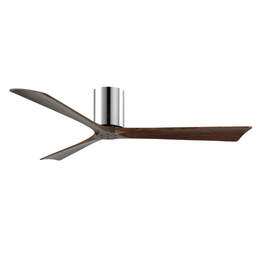 Matthews Fan Company Atlas Irene-3H 60" Polished Chrome Ceiling Fan With Solid Wood Blade In Walnut Tone Finish