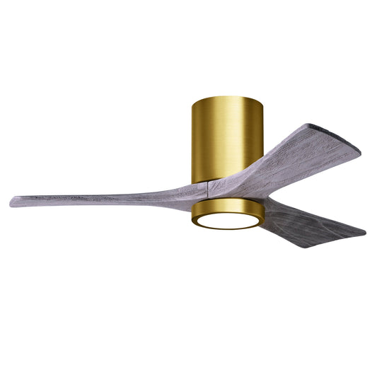 Matthews Fan Company Atlas Irene-3HLK 42" Brushed Brass Ceiling Fan With Solid Wood Blade In Barnwood Tone Finish