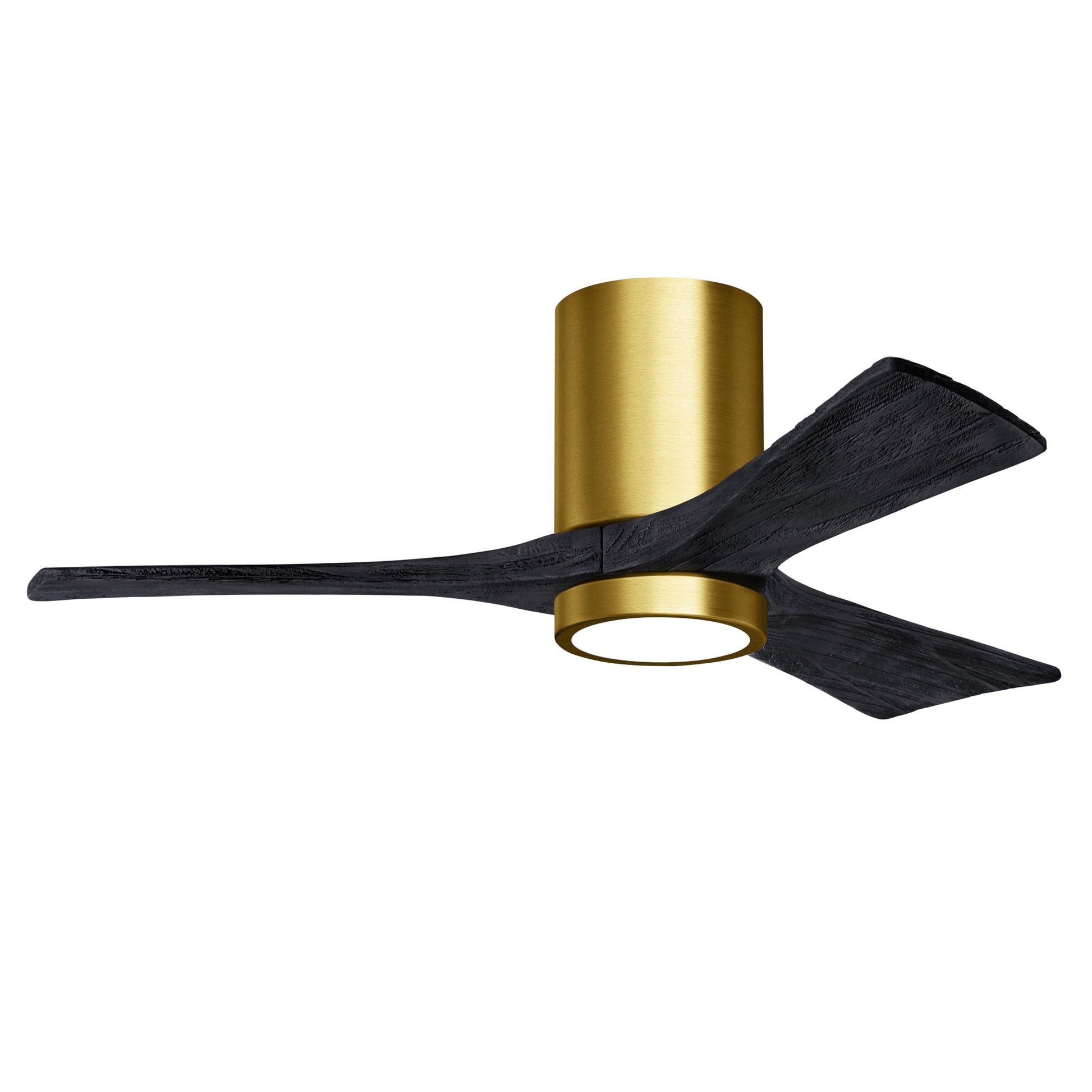 Matthews Fan Company Atlas Irene-3HLK 42" Brushed Brass Ceiling Fan With Solid Wood Blade In Matte Black Finish