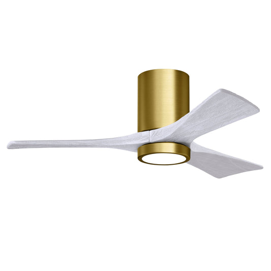 Matthews Fan Company Atlas Irene-3HLK 42" Brushed Brass Ceiling Fan With Solid Wood Blade In Matte White Finish