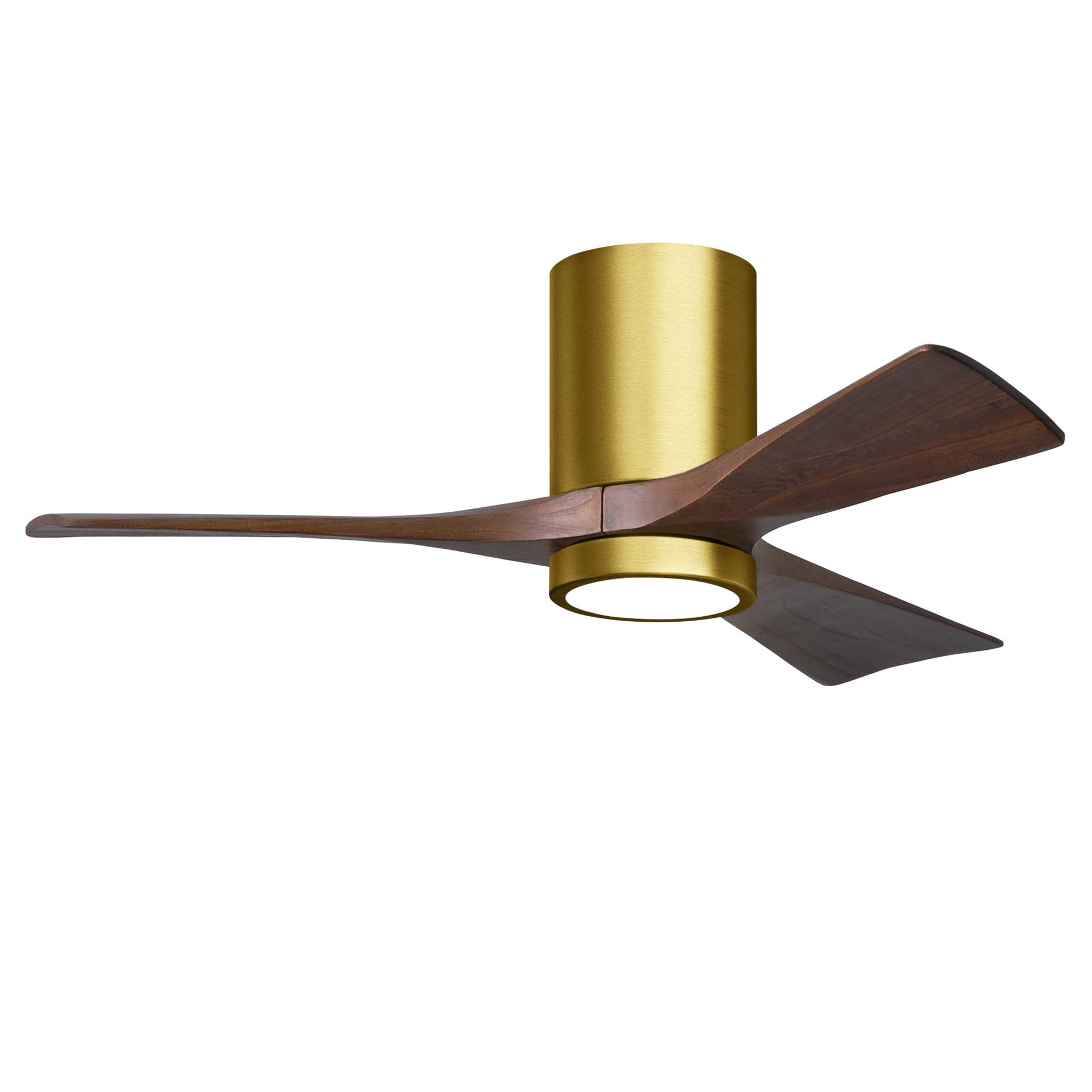 Matthews Fan Company Atlas Irene-3HLK 42" Brushed Brass Ceiling Fan With Solid Wood Blade In Walnut Finish