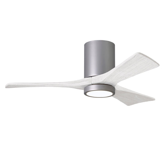 Matthews Fan Company Atlas Irene-3HLK 42" Brushed Nickel Ceiling Fan With Solid Wood Blade In Matte White Finish