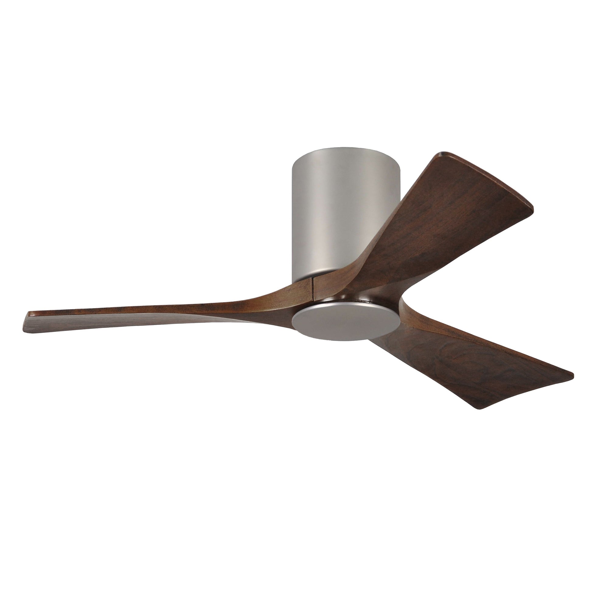 Matthews Fan Company Atlas Irene-3HLK 42" Brushed Nickel Ceiling Fan With Solid Wood Blade In Walnut Tone Finish