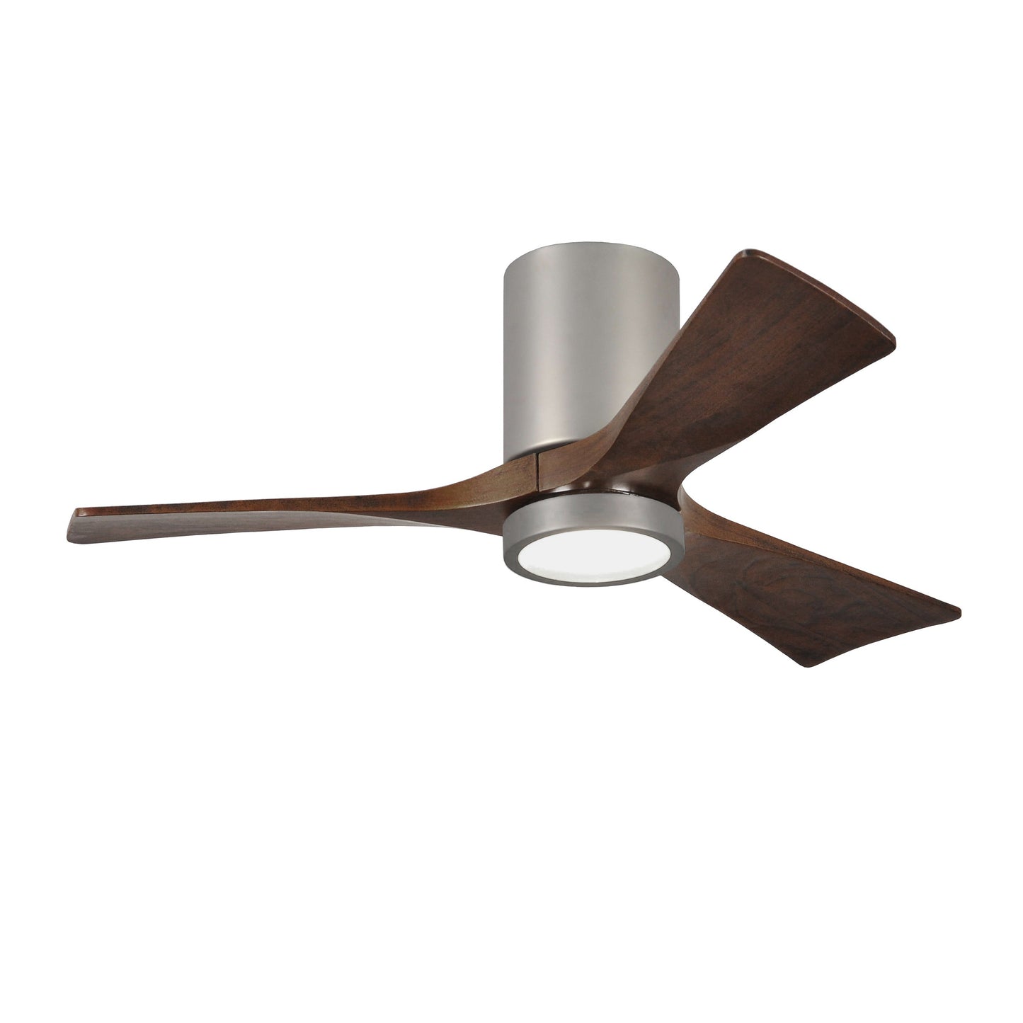 Matthews Fan Company Atlas Irene-3HLK 42" Brushed Nickel Ceiling Fan With Solid Wood Blade In Walnut Tone Finish