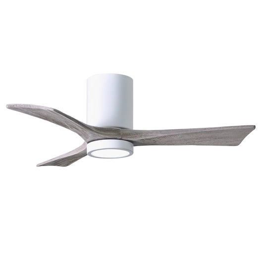 Matthews Fan Company Atlas Irene-3HLK 42" Gloss White Ceiling Fan With Solid Wood Blade In Barnwood Tone Finish