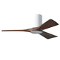 Matthews Fan Company Atlas Irene-3HLK 42" Gloss White Ceiling Fan With Solid Wood Blade In Walnut Tone Finish