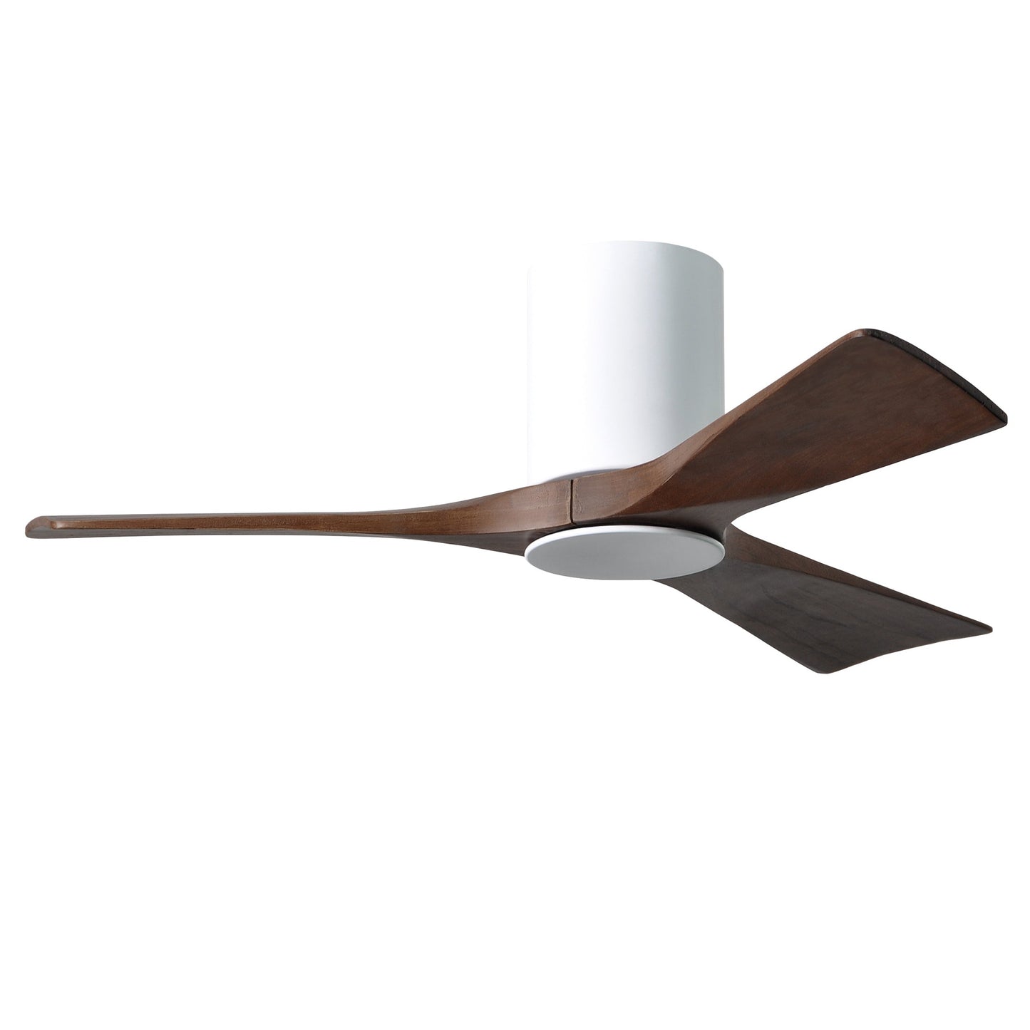 Matthews Fan Company Atlas Irene-3HLK 42" Gloss White Ceiling Fan With Solid Wood Blade In Walnut Tone Finish