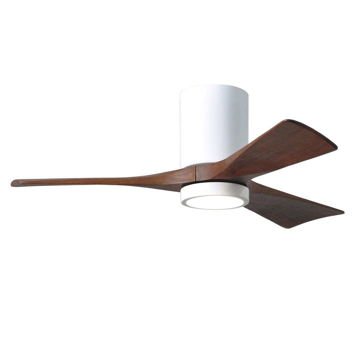 Matthews Fan Company Atlas Irene-3HLK 42" Gloss White Ceiling Fan With Solid Wood Blade In Walnut Tone Finish