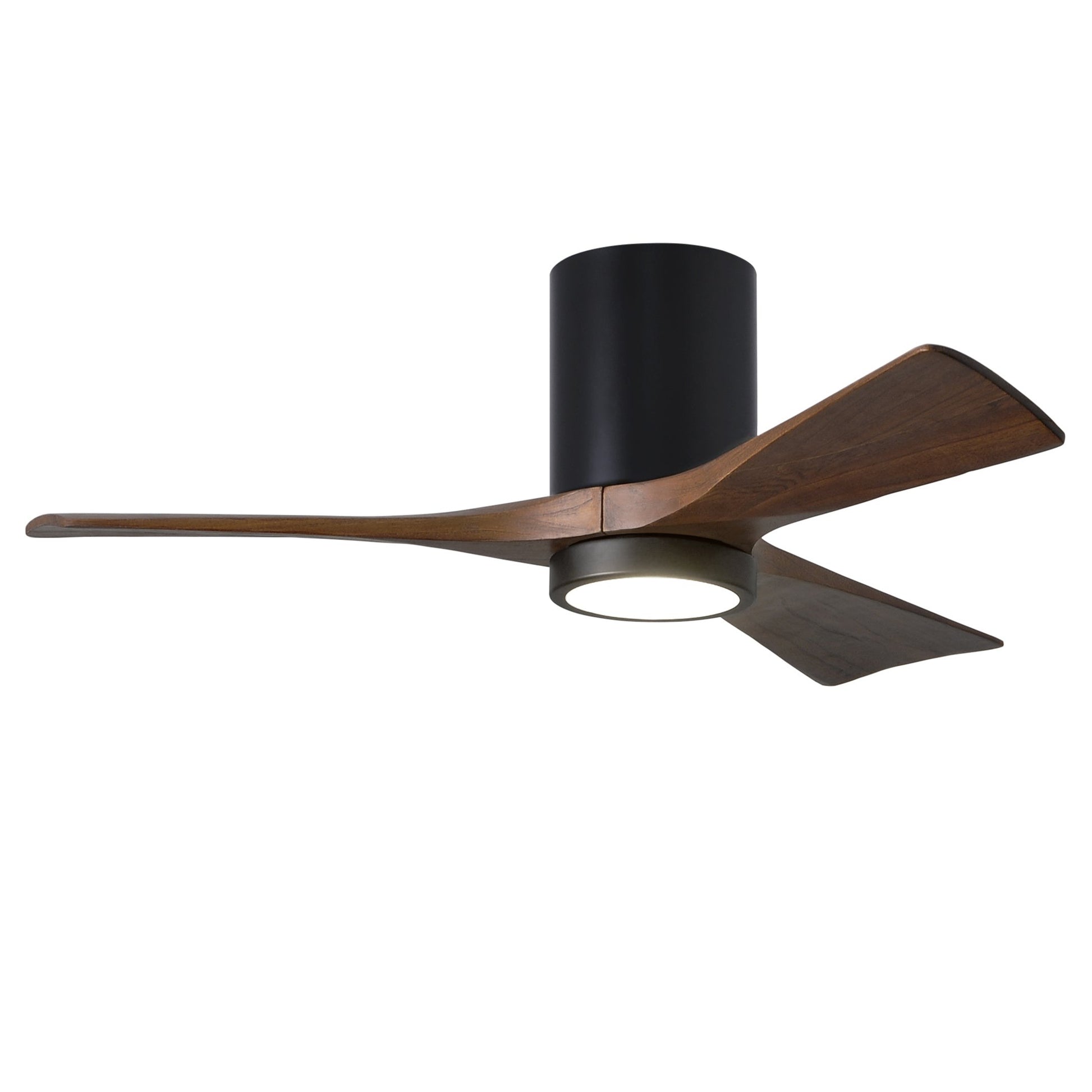 Matthews Fan Company Atlas Irene-3HLK 42" Matte Black Ceiling Fan With Solid Wood Blade In Walnut Tone Finish