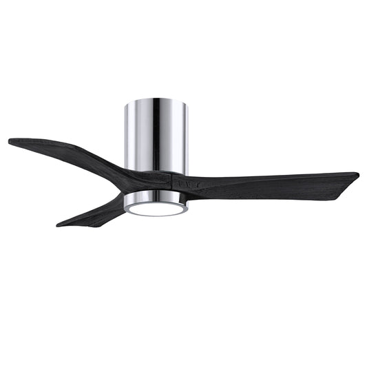 Matthews Fan Company Atlas Irene-3HLK 42" Polished Chrome Ceiling Fan With Solid Wood Blade In Matte Black Finish