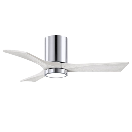 Matthews Fan Company Atlas Irene-3HLK 42" Polished Chrome Ceiling Fan With Solid Wood Blade In Matte White Finish