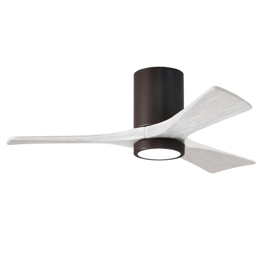 Matthews Fan Company Atlas Irene-3HLK 42" Textured Bronze Ceiling Fan With Solid Wood Blade In Matte White Finish