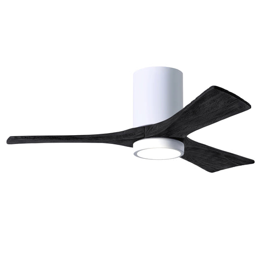 Matthews Fan Company Atlas Irene-3HLK 42" White Ceiling Fan With Solid Wood Blade In Matte Black Finish