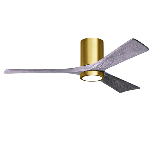 Matthews Fan Company Atlas Irene-3HLK 52" Brushed Brass Ceiling Fan With Solid Wood Blade In Barnwood Tone Finish