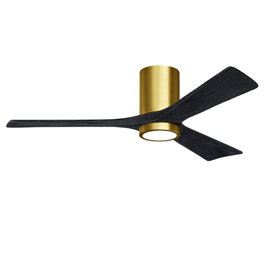 Matthews Fan Company Atlas Irene-3HLK 52" Brushed Brass Ceiling Fan With Solid Wood Blade In Matte Black Finish