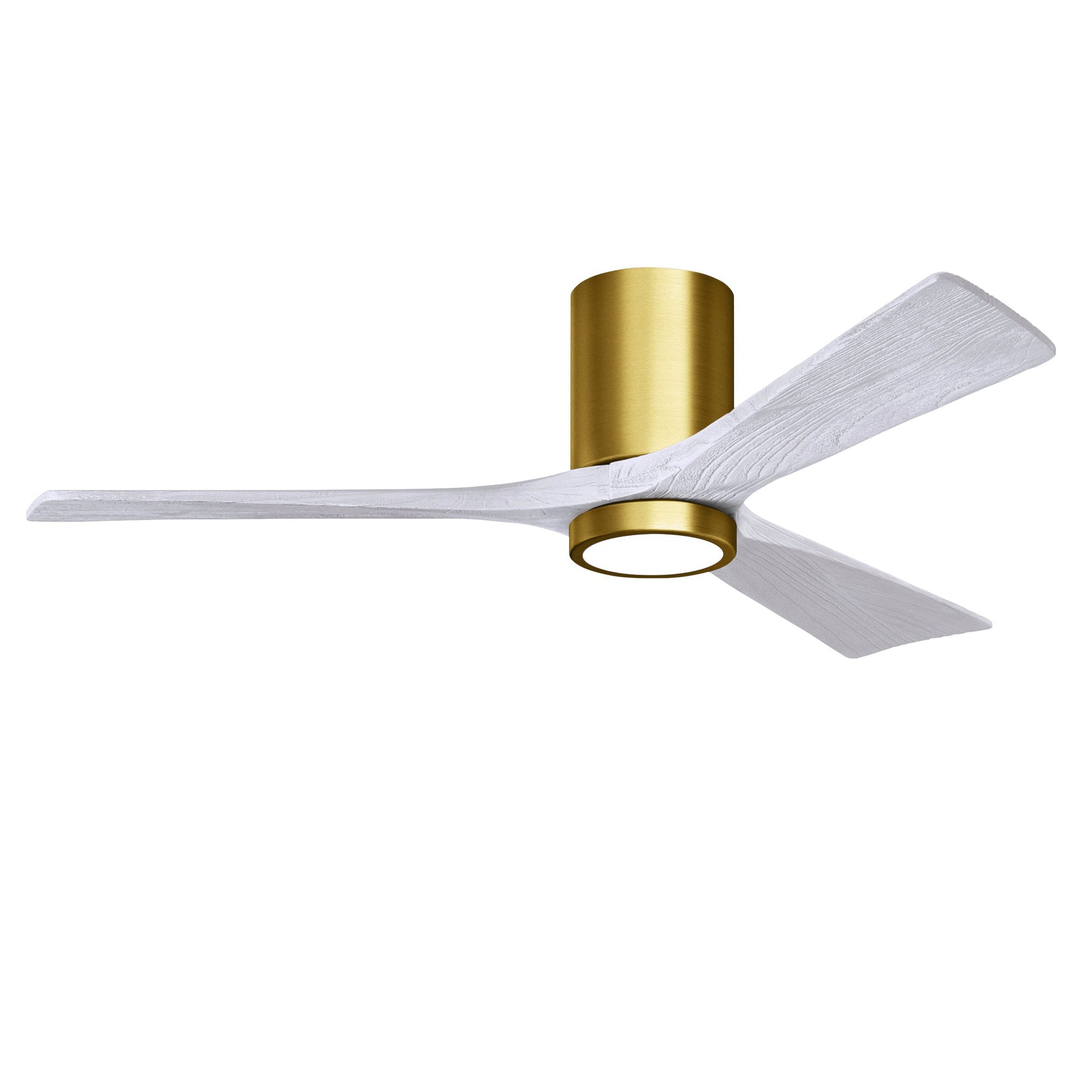 Matthews Fan Company Atlas Irene-3HLK 52" Brushed Brass Ceiling Fan With Solid Wood Blade In Matte White Finish