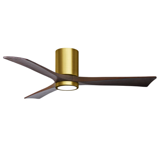 Matthews Fan Company Atlas Irene-3HLK 52" Brushed Brass Ceiling Fan With Solid Wood Blade In Walnut Finish