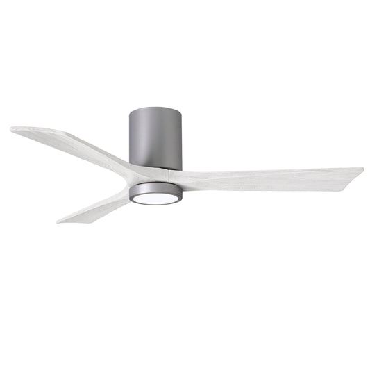 Matthews Fan Company Atlas Irene-3HLK 52" Brushed Nickel Ceiling Fan With Solid Wood Blade In Matte White Finish