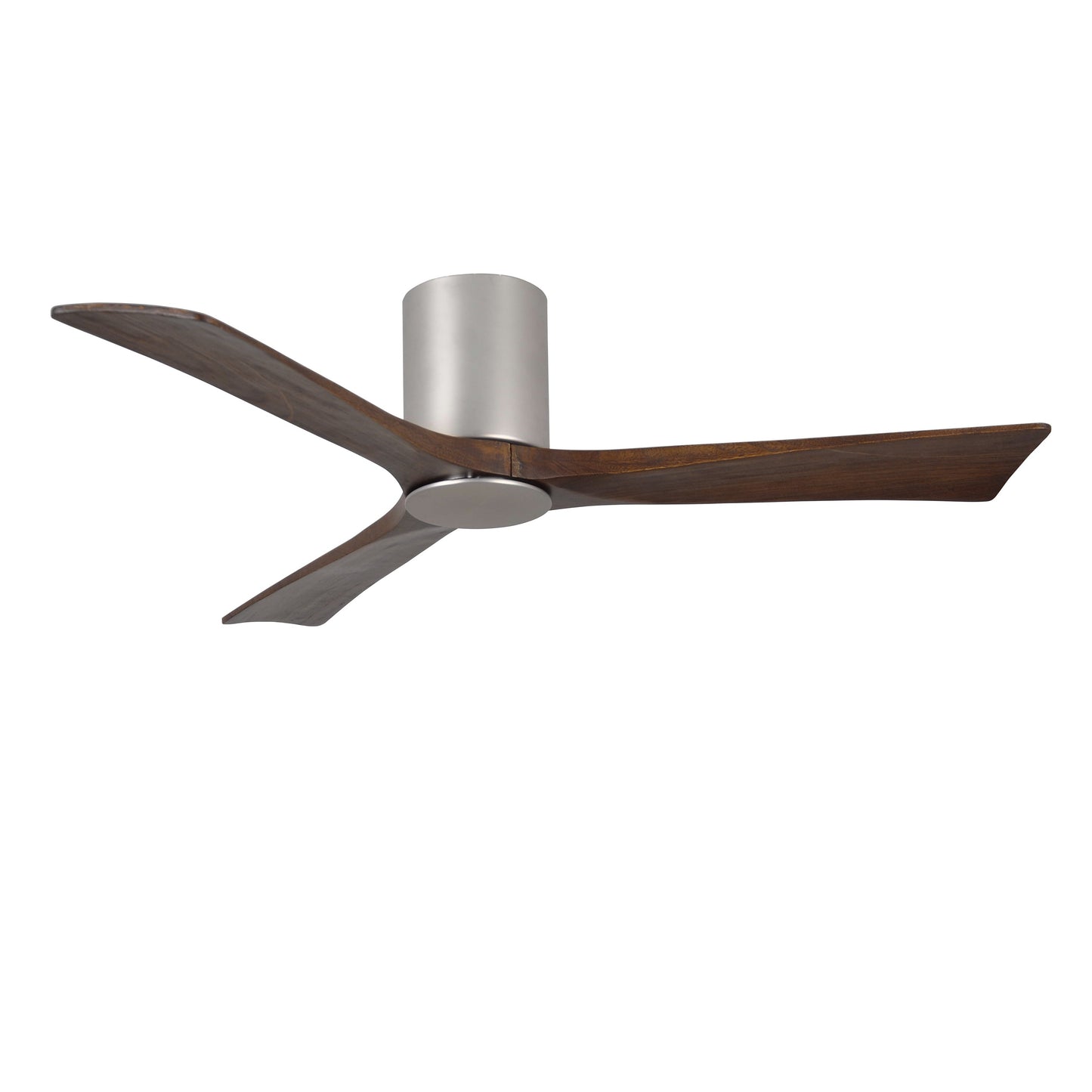 Matthews Fan Company Atlas Irene-3HLK 52" Brushed Nickel Ceiling Fan With Solid Wood Blade In Walnut Tone Finish