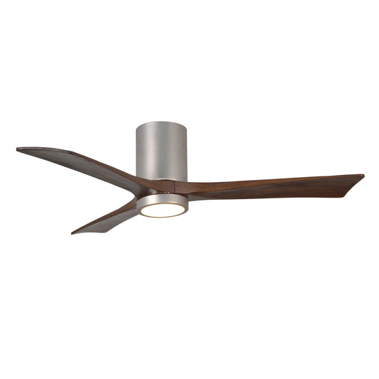 Matthews Fan Company Atlas Irene-3HLK 52" Brushed Nickel Ceiling Fan With Solid Wood Blade In Walnut Tone Finish