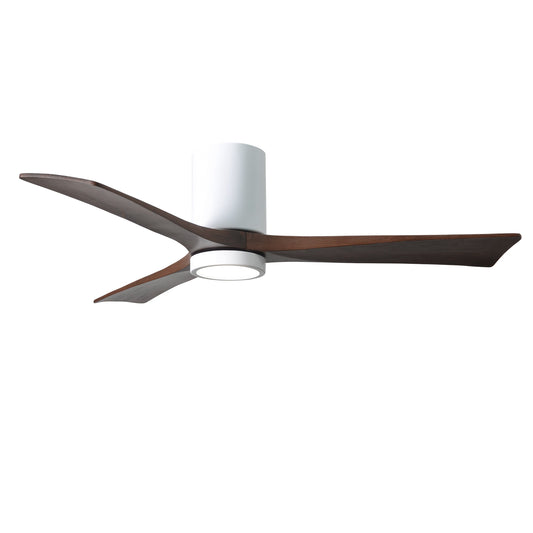 Matthews Fan Company Atlas Irene-3HLK 52" Gloss White Ceiling Fan With Solid Wood Blade In Walnut Tone Finish