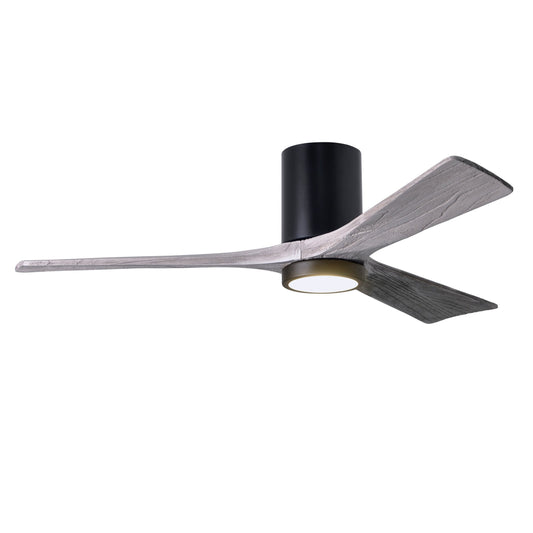 Matthews Fan Company Atlas Irene-3HLK 52" Matte Black Ceiling Fan With Solid Wood Blade In Barnwood Tone Finish