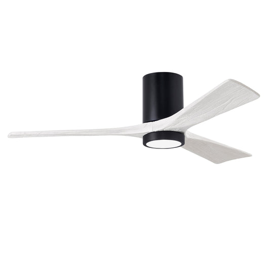 Matthews Fan Company Atlas Irene-3HLK 52" Matte Black Ceiling Fan With Solid Wood Blade In Matte White Finish