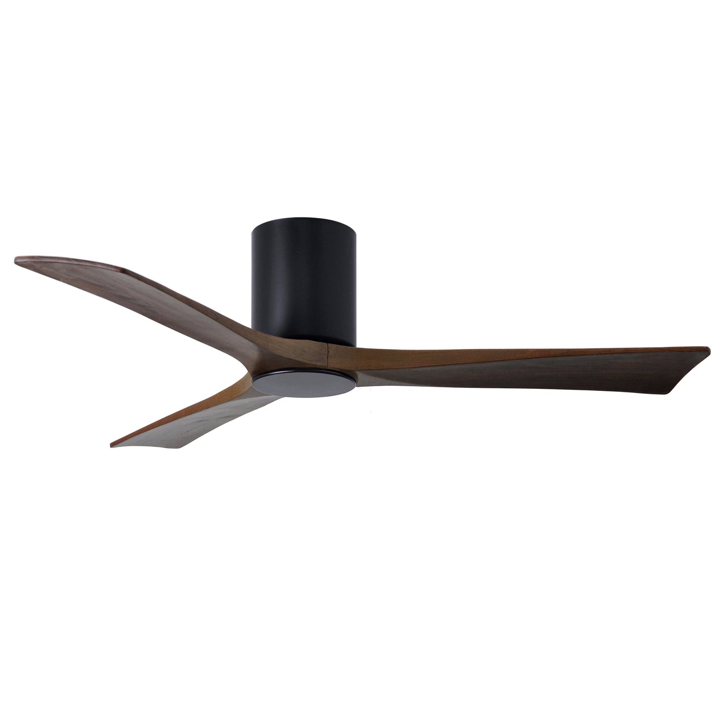 Matthews Fan Company Atlas Irene-3HLK 52" Matte Black Ceiling Fan With Solid Wood Blade In Walnut Tone Finish