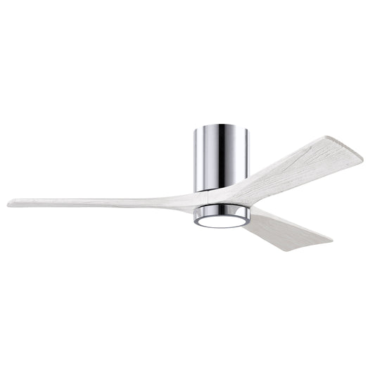 Matthews Fan Company Atlas Irene-3HLK 52" Polished Chrome Ceiling Fan With Solid Wood Blade In Matte White Finish