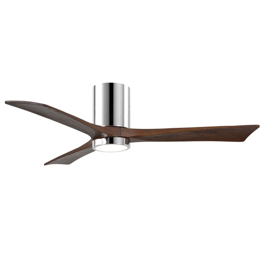 Matthews Fan Company Atlas Irene-3HLK 52" Polished Chrome Ceiling Fan With Solid Wood Blade In Walnut Tone Finish