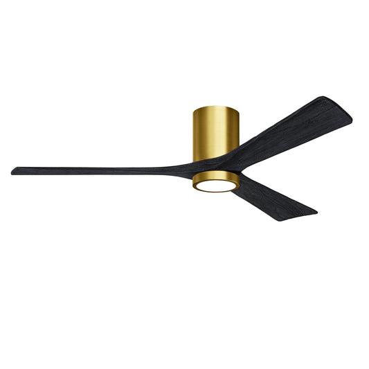 Matthews Fan Company Atlas Irene-3HLK 60" Brushed Brass Ceiling Fan With Solid Wood Blade In Matte Black Finish