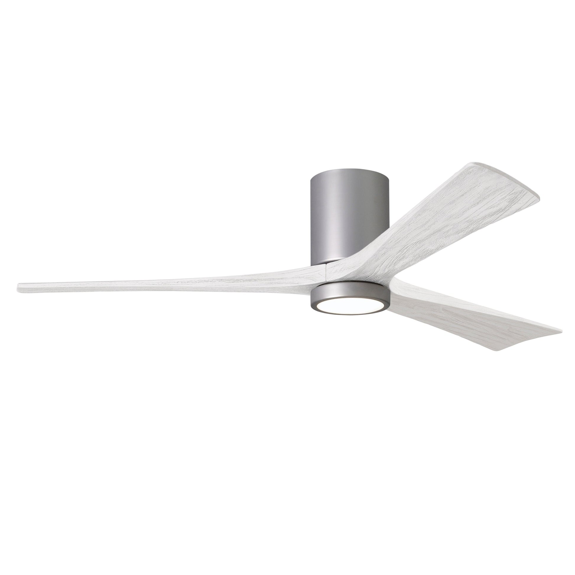 Matthews Fan Company Atlas Irene-3HLK 60" Brushed Nickel Ceiling Fan With Solid Wood Blade In Matte White Finish