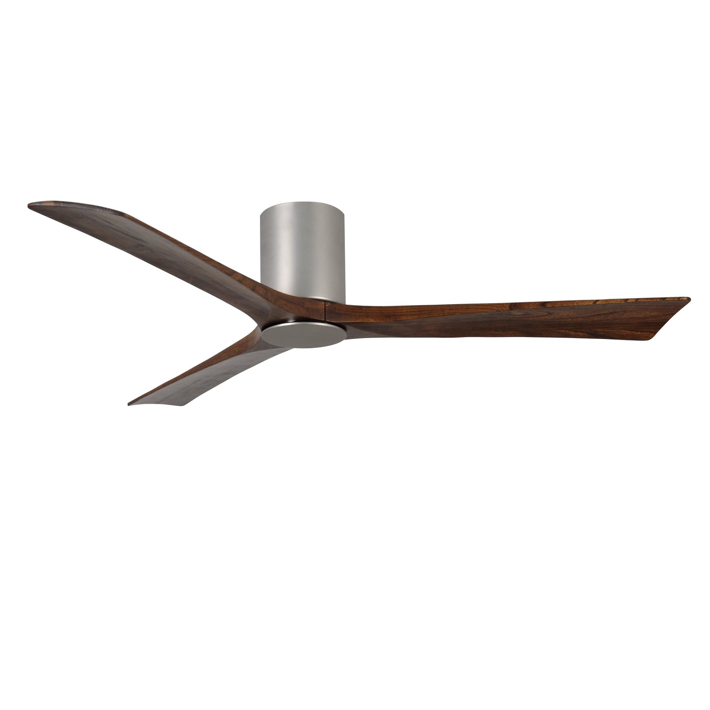 Matthews Fan Company Atlas Irene-3HLK 60" Brushed Nickel Ceiling Fan With Solid Wood Blade In Walnut Tone Finish