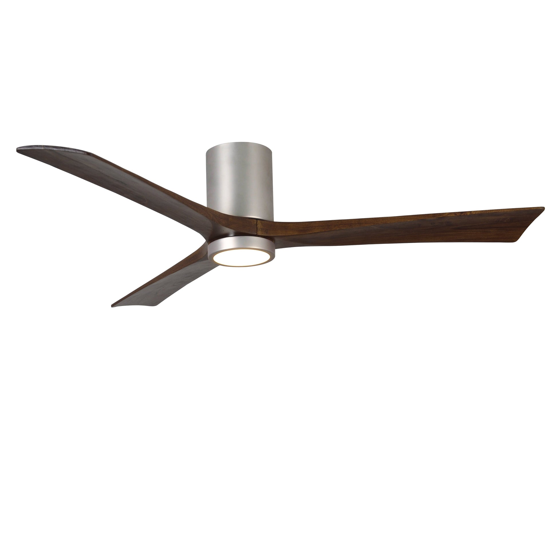 Matthews Fan Company Atlas Irene-3HLK 60" Brushed Nickel Ceiling Fan With Solid Wood Blade In Walnut Tone Finish