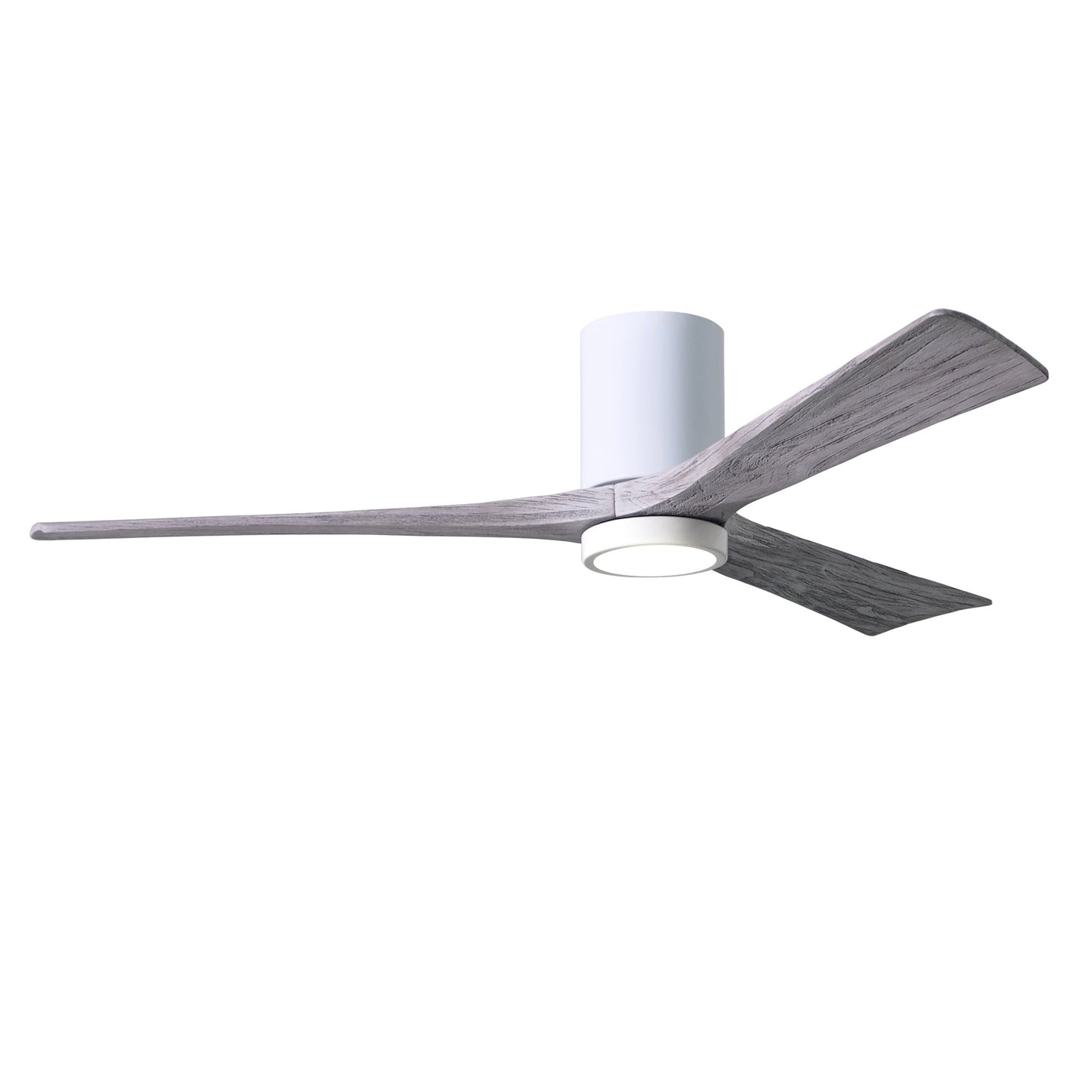 Matthews Fan Company Atlas Irene-3HLK 60" Gloss White Ceiling Fan With Solid Wood Blade In Barnwood Tone Finish