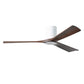 Matthews Fan Company Atlas Irene-3HLK 60" Gloss White Ceiling Fan With Solid Wood Blade In Walnut Tone Finish