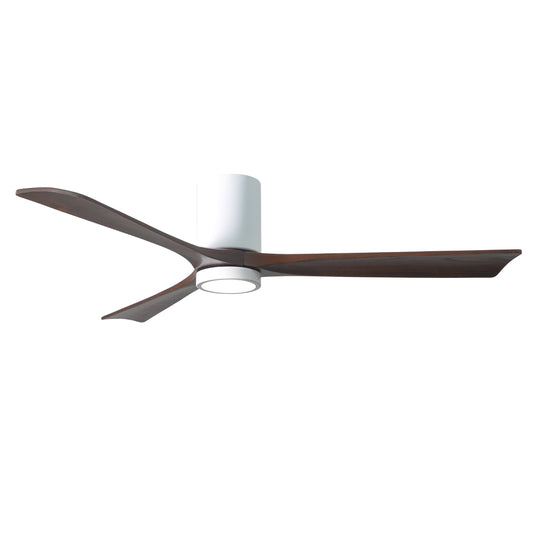 Matthews Fan Company Atlas Irene-3HLK 60" Gloss White Ceiling Fan With Solid Wood Blade In Walnut Tone Finish