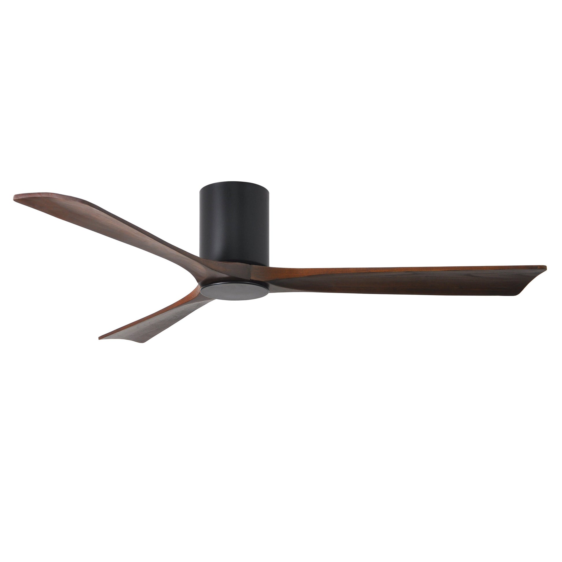 Matthews Fan Company Atlas Irene-3HLK 60" Matte Black Ceiling Fan With Solid Wood Blade In Walnut Tone Finish