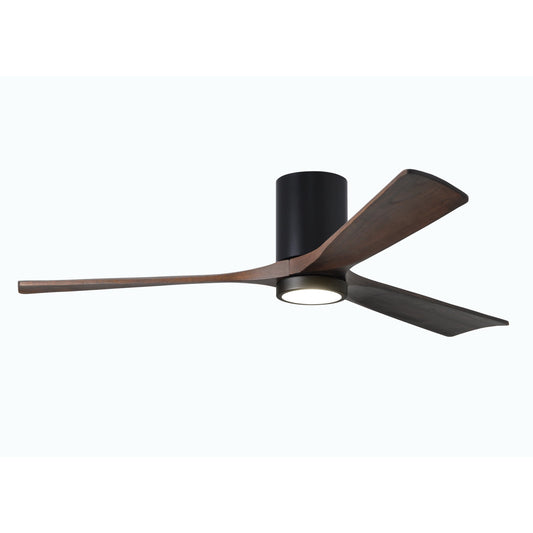 Matthews Fan Company Atlas Irene-3HLK 60" Matte Black Ceiling Fan With Solid Wood Blade In Walnut Tone Finish