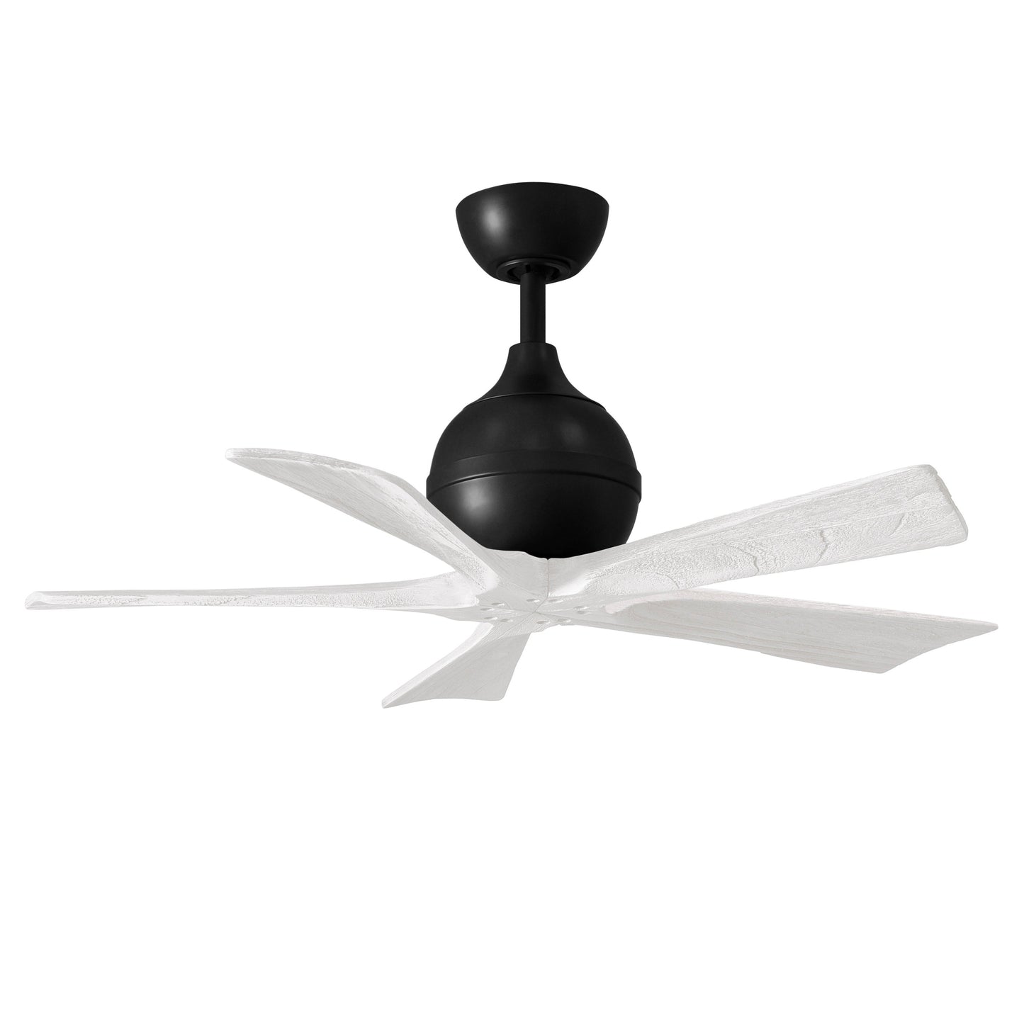 Matthews Fan Company Atlas Irene-5 42" Matte Black Ceiling Fan With Solid Wood Blade In Matte White Finish