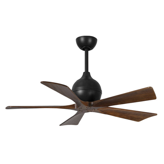 Matthews Fan Company Atlas Irene-5 42" Matte Black Ceiling Fan With Solid Wood Blade In Walnut Tone Finish