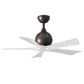 Matthews Fan Company Atlas Irene-5 42" Textured Bronze Ceiling Fan With Solid Wood Blade In Matte White Finish