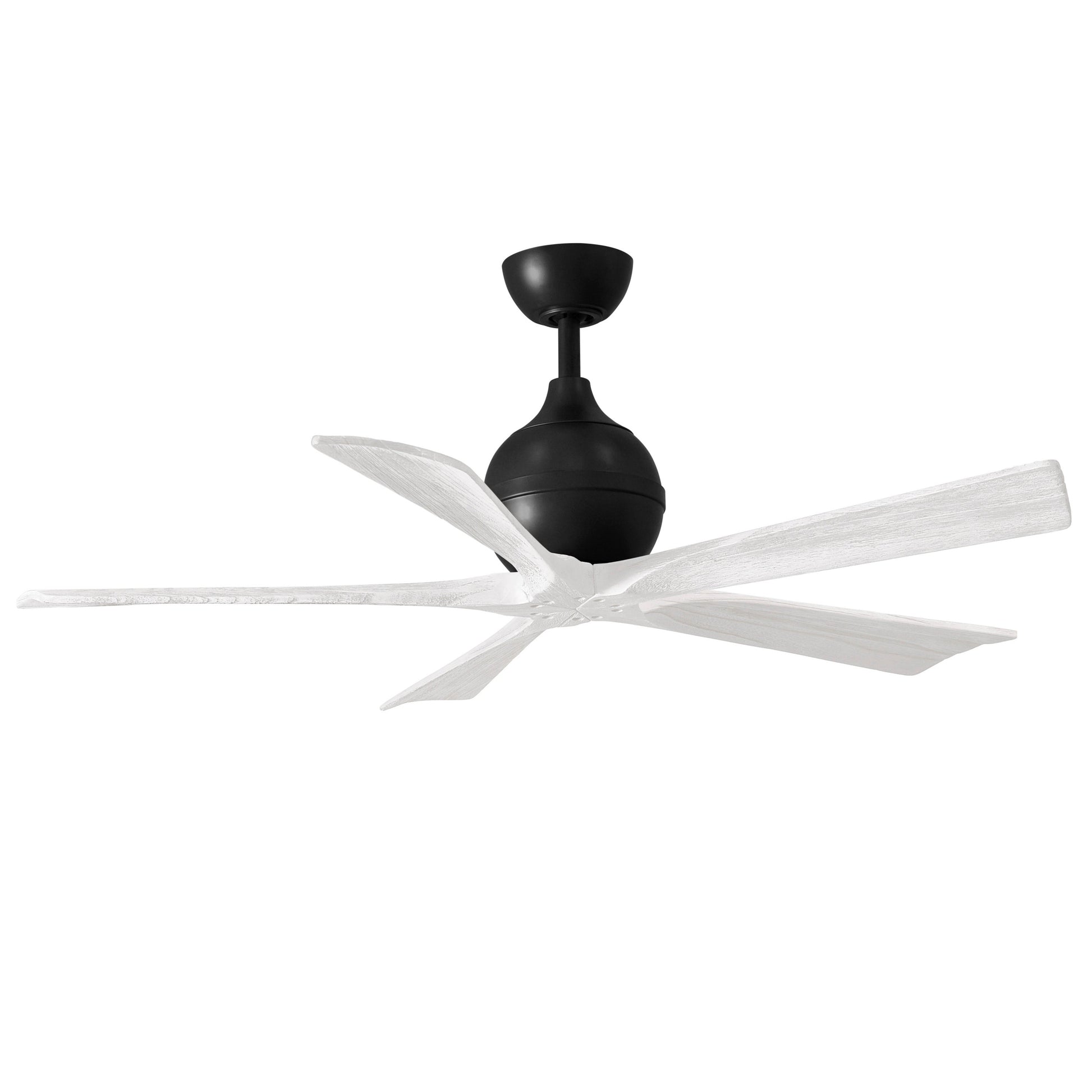 Matthews Fan Company Atlas Irene-5 52" Matte Black Ceiling Fan With Solid Wood Blade In Matte White Finish